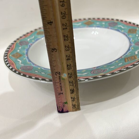 Christopher Stuart Laguna Jenny Faw White Blue Gold Dinnerware Bowls Set Of 2 - Picture 4 of 8